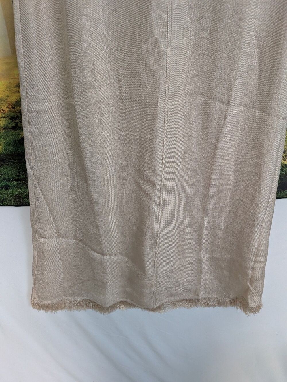 J. Crew Dress Womens 2 Fringe Trim Glossy Twill Cream Gold Midi Sheath Flare - Picture 3 of 16